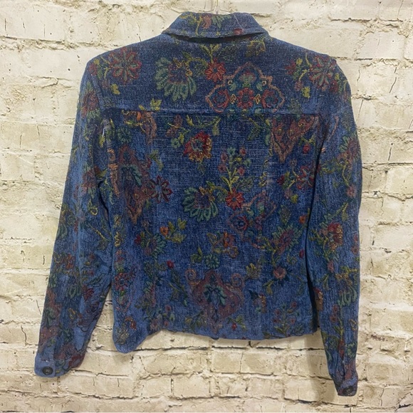 Vtg Coldwater Creek Jacket Floral Tapestry Coat Button Rayon Blend - Picture 3 of 4